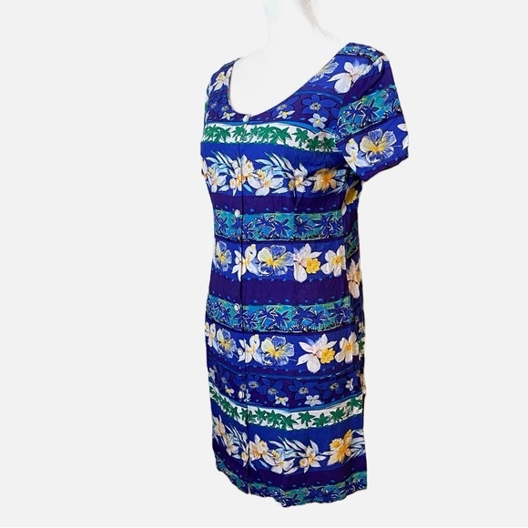 Jams World Vintage Hibiscus Floral Hawaiian Button Down Dress Size 9 - Picture 3 of 11